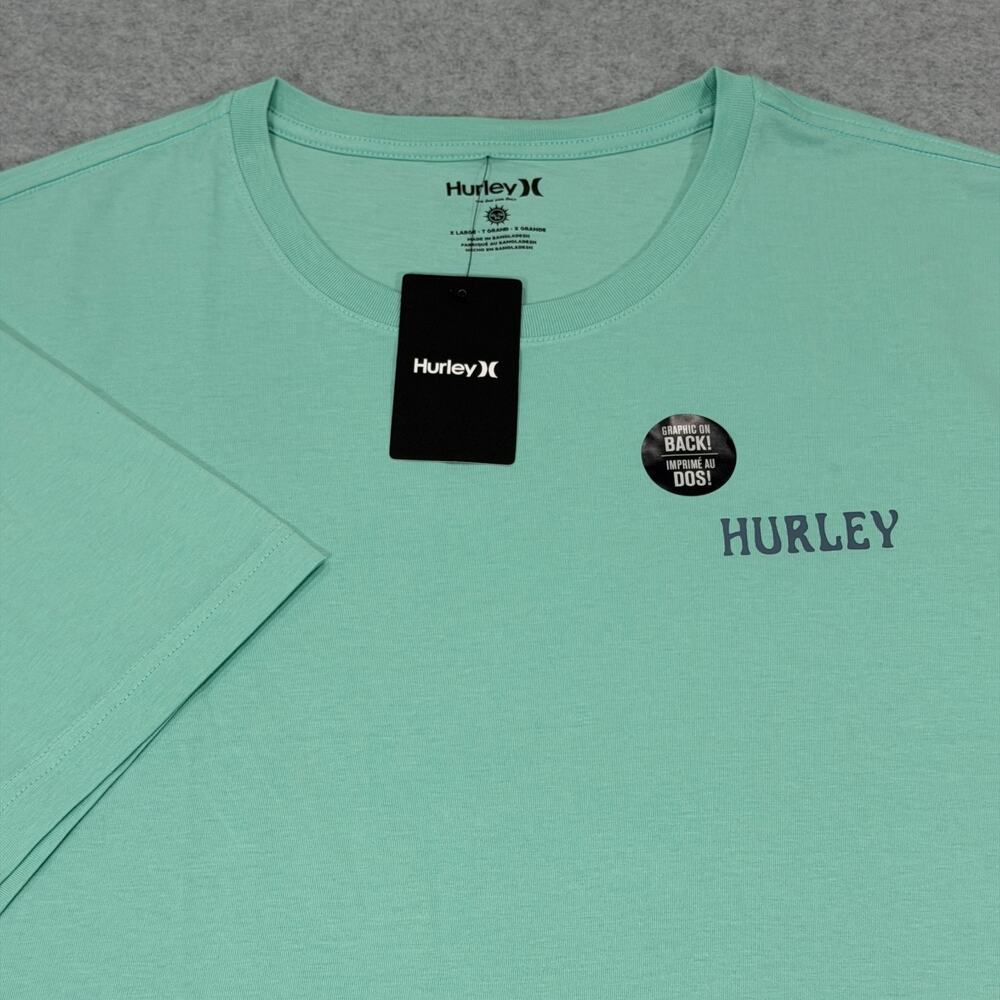 Hurley Mens T-Shirt XL Tropic Nights Graphic Tee Light Aqua Green Hawaiian NWT - Picture 1 of 10
